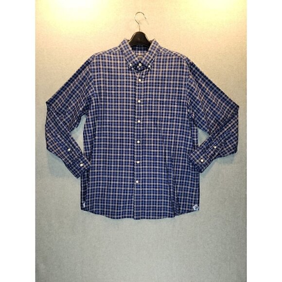 Cremieux Classics Mens Button Down Large Casual Long Sleeve Shirt Blue and Gray - Picture 1 of 11